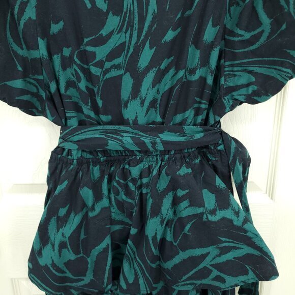 Scoop Tiered Ruffle Midi Dress M Black/Green - Picture 11 of 16